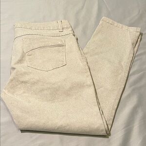 Beija-Flor light Gray Beige Straight-Leg Jeans Size 12 Audrey Ankle Stretch
